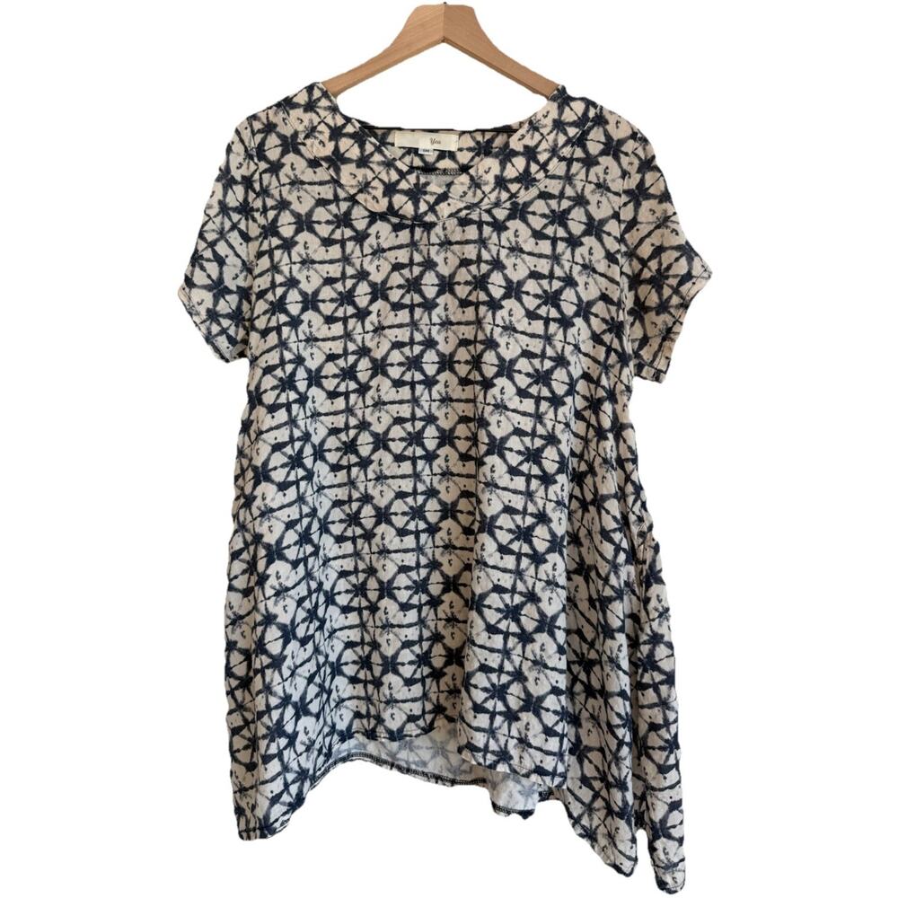Yea Women’s 100% Cotton Tunic Top Size Small Lagenlook | Art To Wear | Pockets